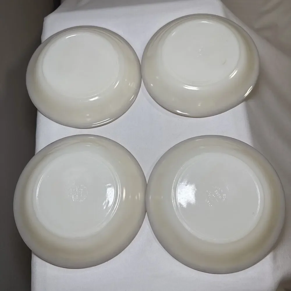 VTG Anchor Hocking Fire King Swirl Gold Rim Oven Safe Set of 4 Bowls 7.5”